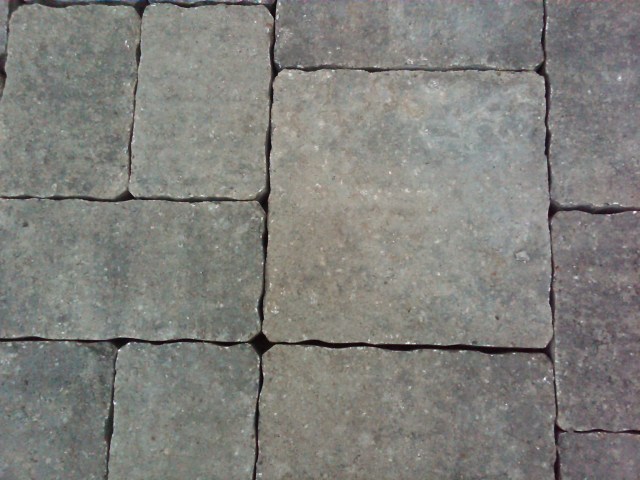 Close up of the paver type and sizes chosen for the driveway